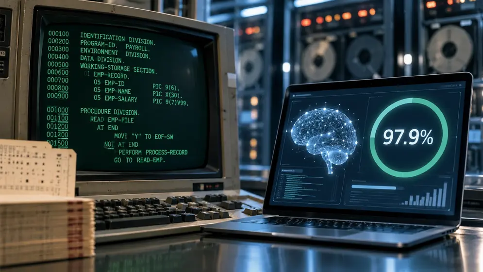 Фахівець аналізує старий код COBOL і модернізацію програмного забезпечення за допомогою ШІ