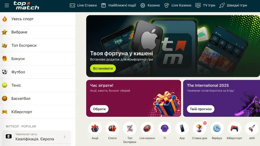 Детальний огляд Топ Матч – міжнародної букмекерської контори