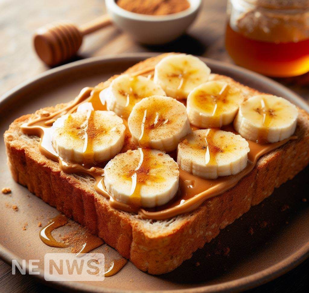 Whole grain toast with peanut butter