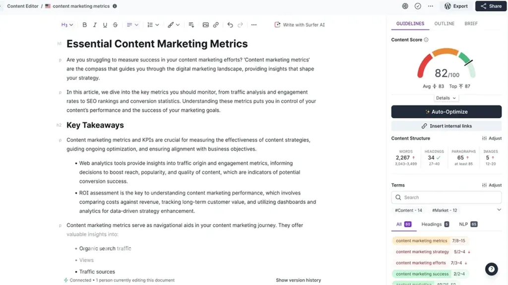 Surfer SEO – аналіз тексту