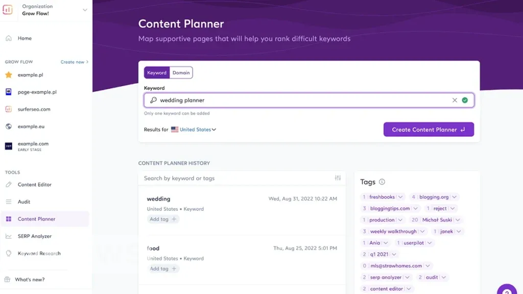 Surfer SEO Content Planner