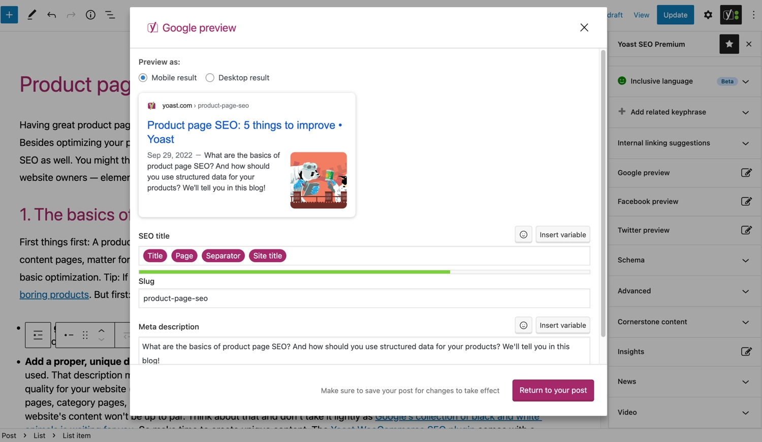Yoast SEO plugin